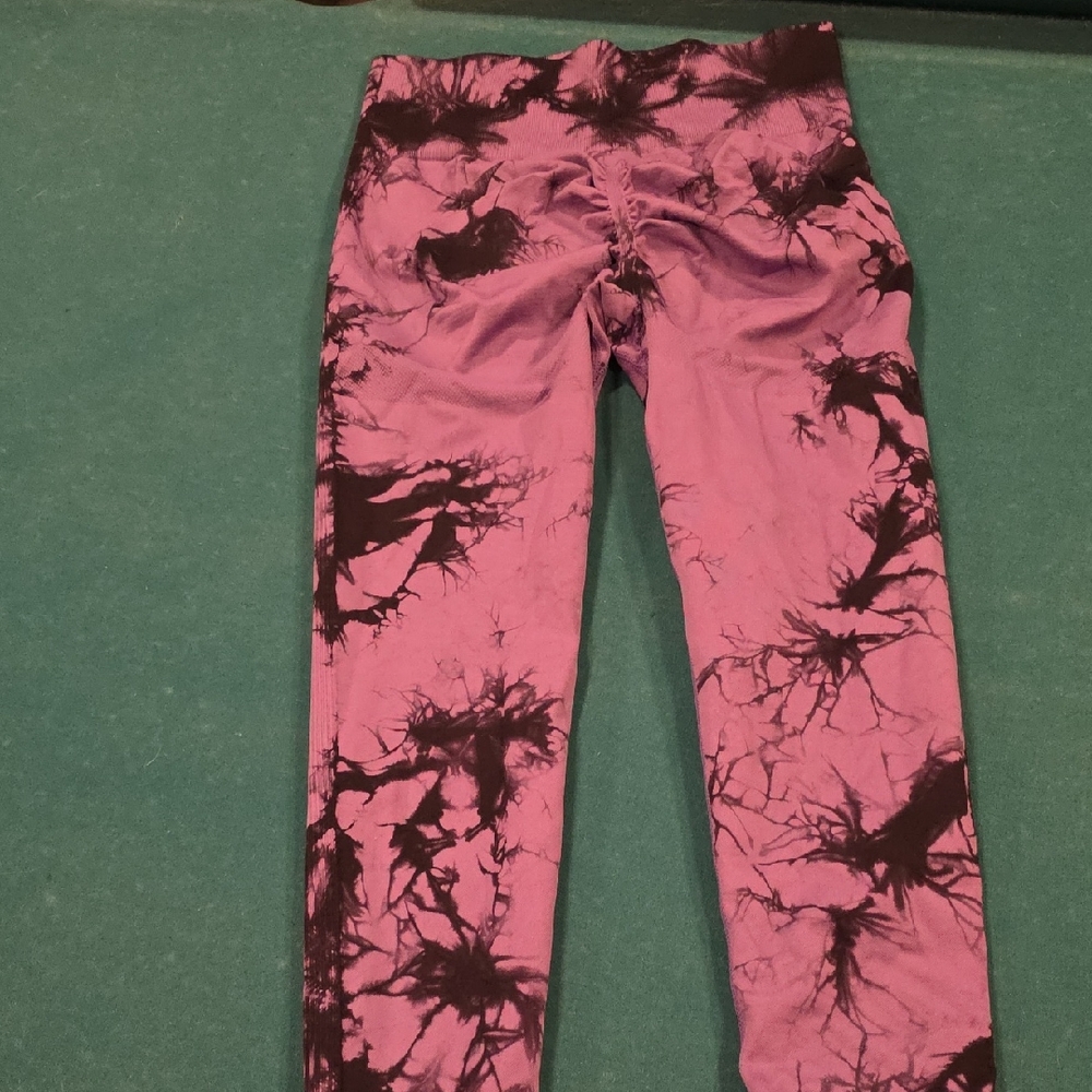 Purple and Black Tie-Dye Leggings